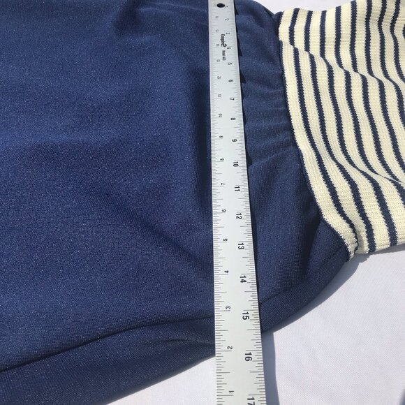 Vtg 60s 70s Giamo Knits Mod Navy Blue Striped Knit Maxi Sailor Sweater Dress USA - Picture 13 of 16